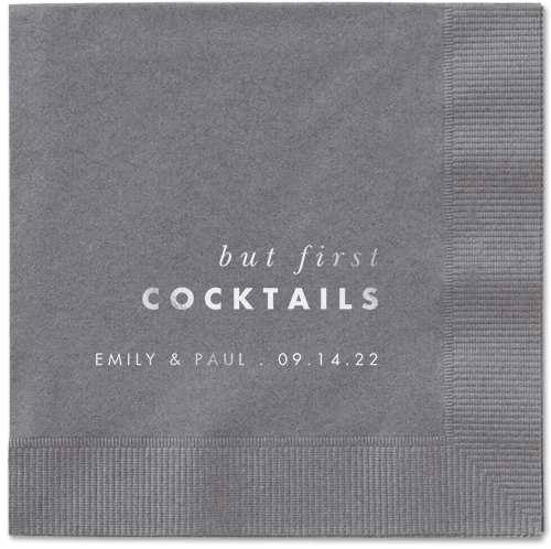 But First Napkin, Grey, Pewter