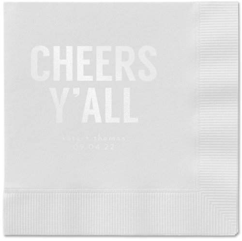 Cheers Yall Napkin, White, White, white