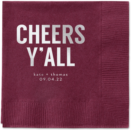 Cheers Yall Napkin, Grey, Berry