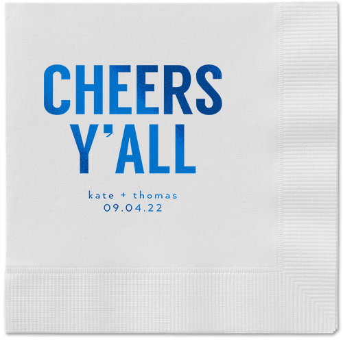 Cheers Yall Napkin, Blue, White