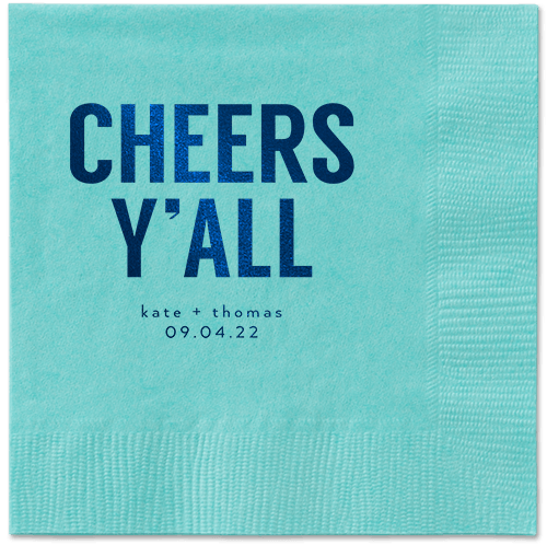 Cheers Yall Napkin, Blue, Aqua