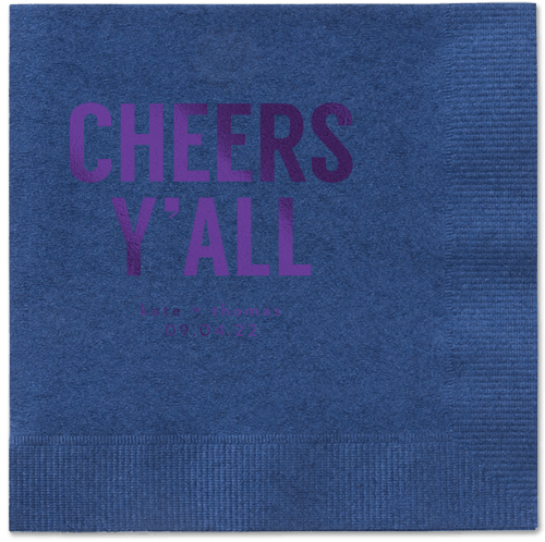 Cheers Yall Napkin, Purple, Navy