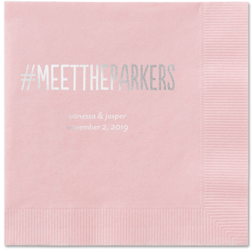 Adorable Couple Napkins, Grey, Blush, Silver