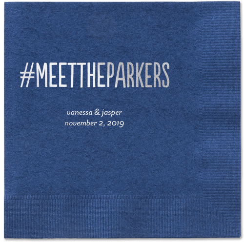 Adorable Couple Napkins, Grey, Navy, Silver