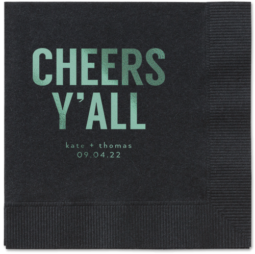 Cheers Yall Napkin, Green, Black