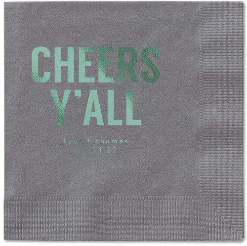 Cheers Yall Napkin, Green, Pewter, sage
