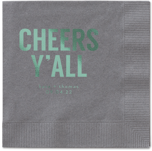 Cheers Yall Napkin, Green, Pewter