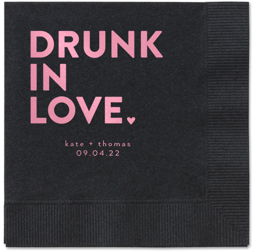Drunk in Love Napkin, Pink, Black, blush