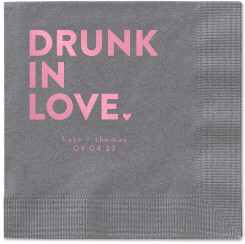 Drunk in Love Napkin, Pink, Pewter