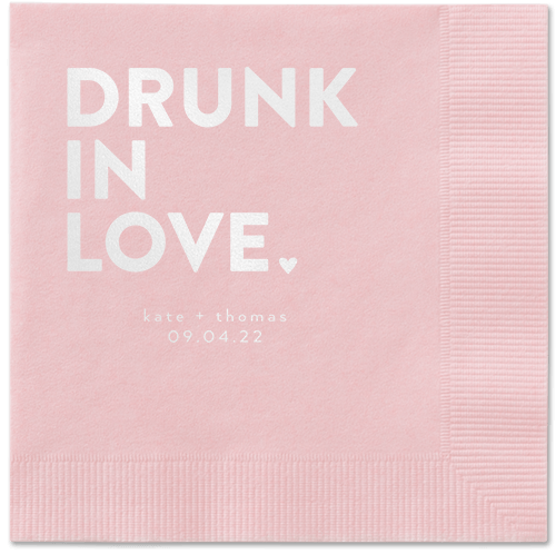 Drunk in Love Napkin, White, Blush