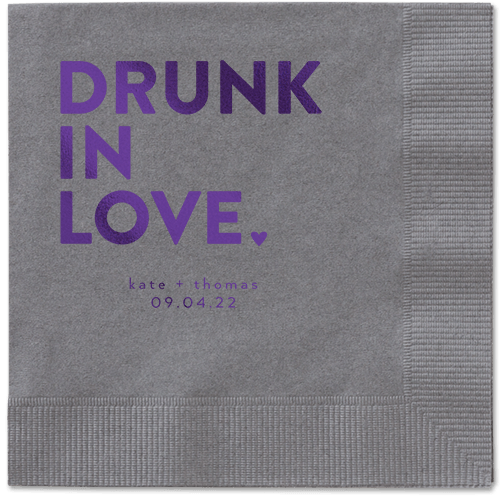 Drunk in Love Napkin, Purple, Pewter