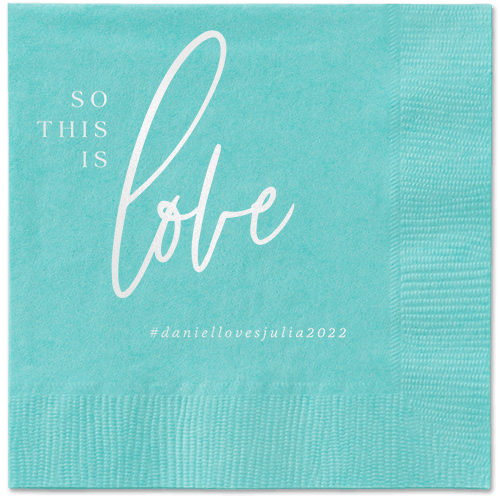 So This Is Love Napkin, White, Aqua, white