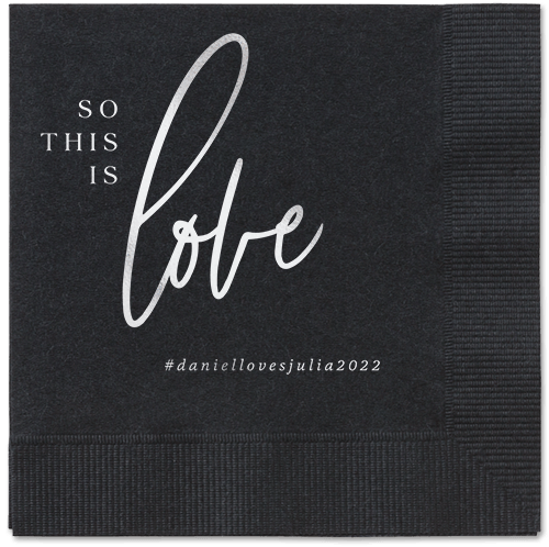So This Is Love Napkin, Grey, Black, silver