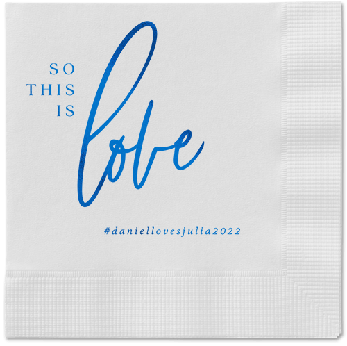 So This Is Love Napkin, Blue, White, royal