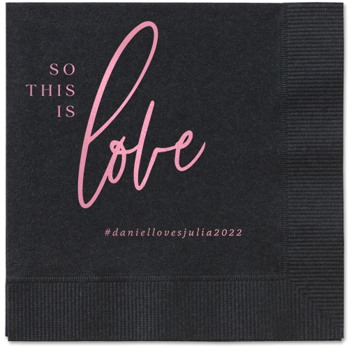 So This Is Love Napkin, Pink, Black, blush