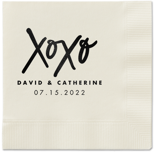 Embrace and Kiss Napkin, Black, Ecru, black