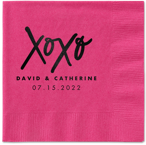 Embrace and Kiss Napkin, Black, Magenta
