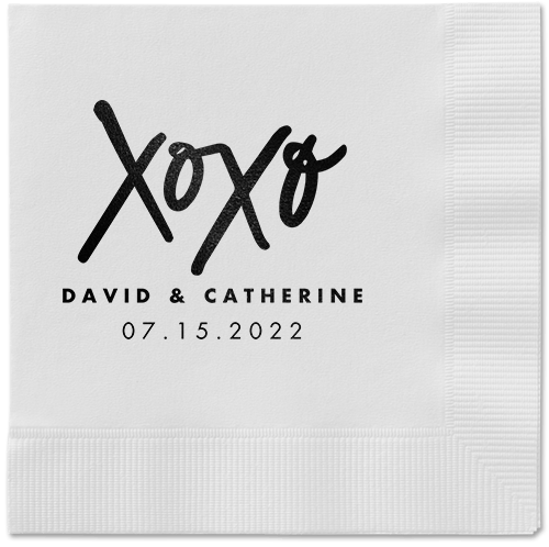 Embrace and Kiss Napkin, Black, White