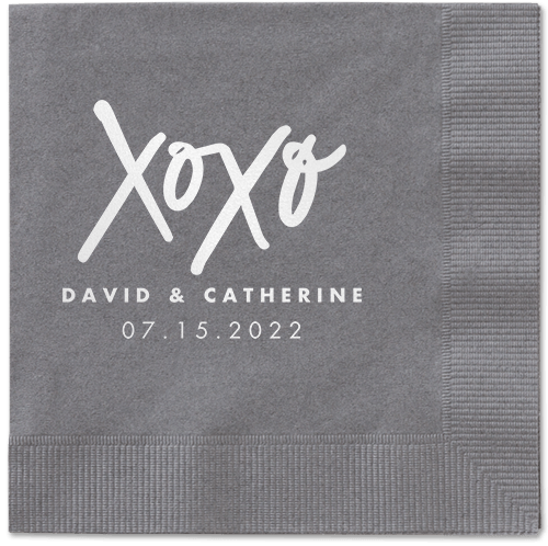 Embrace and Kiss Napkin, White, Pewter, white