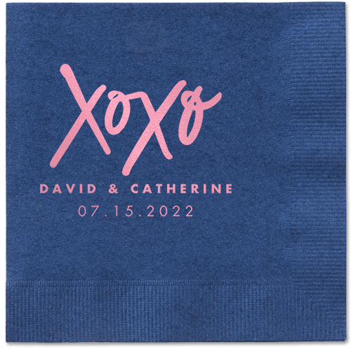 Embrace and Kiss Napkin, Pink, Navy, blush