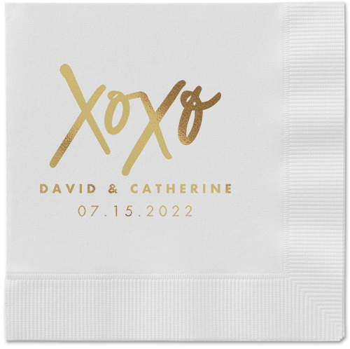Embrace and Kiss Napkin, Yellow, White, gold