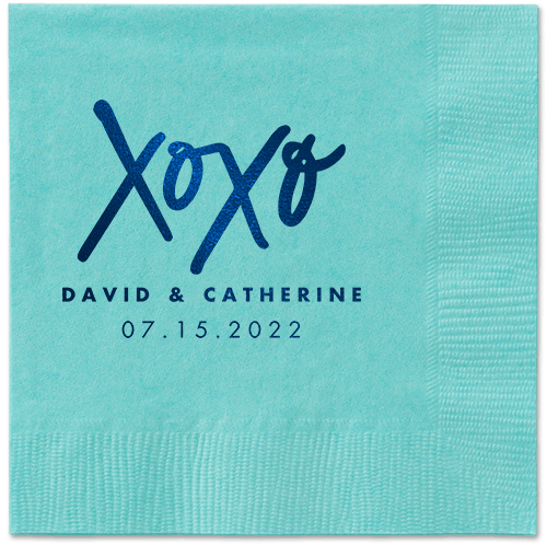 Embrace and Kiss Napkin, Blue, Aqua, midnight