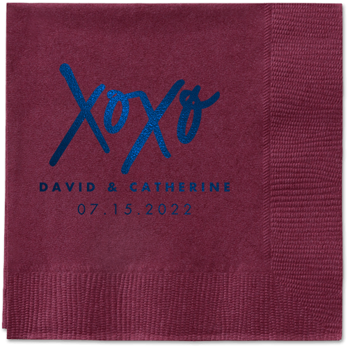 Embrace and Kiss Napkin, Blue, Berry, midnight