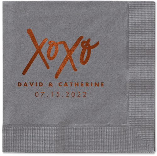 Embrace and Kiss Napkin, Brown, Pewter, mocha