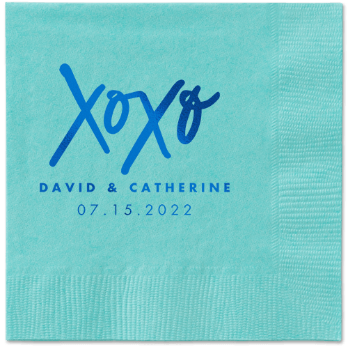 Embrace and Kiss Napkin, Blue, Aqua