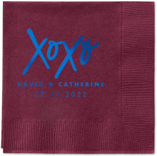 Embrace and Kiss Napkin, Blue, Berry
