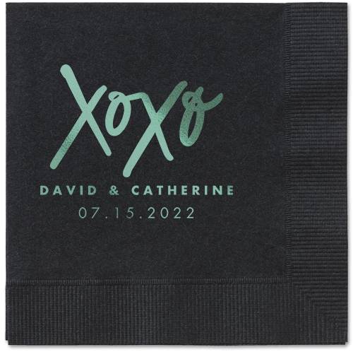 Embrace and Kiss Napkin, Green, Black, sage