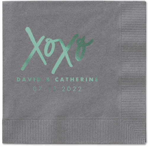 Embrace and Kiss Napkin, Green, Pewter, sage