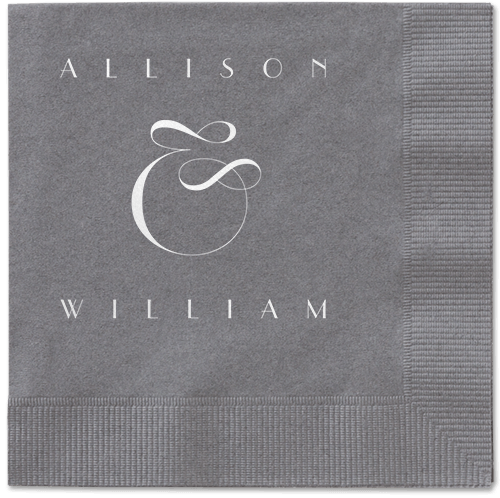 Nouveau Connection Napkin, White, Pewter, white