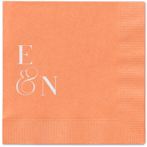 Arched Rehearsal Napkin, White, Coral