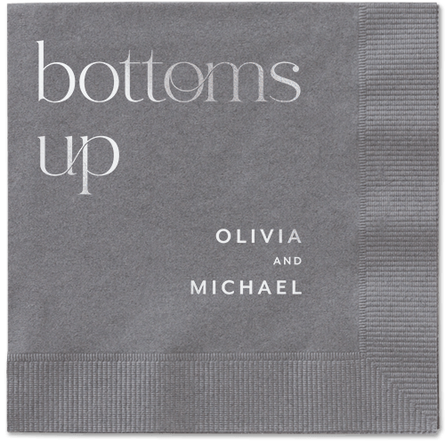 Modern Dining Napkin, Grey, Pewter, silver