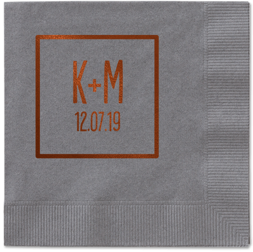 Boxed Bliss Napkins, Brown, Pewter