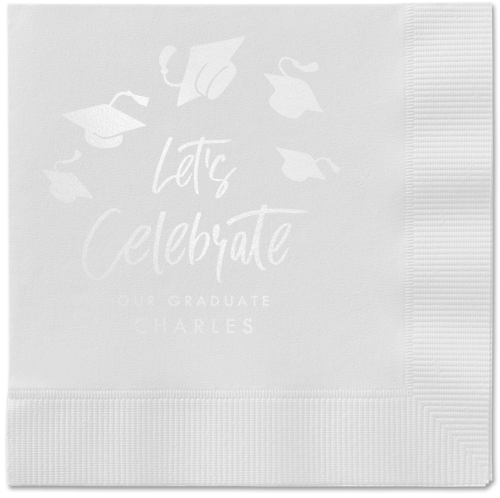 Cap Confetti Napkin, White, White