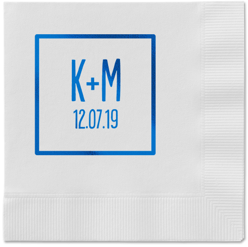 Boxed Bliss Napkins, Blue, White
