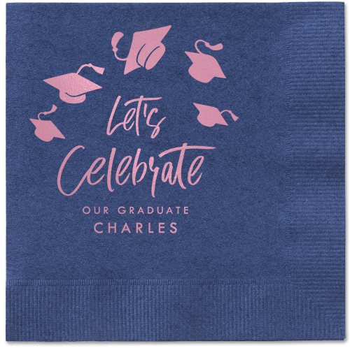 Cap Confetti Napkin, Pink, Navy