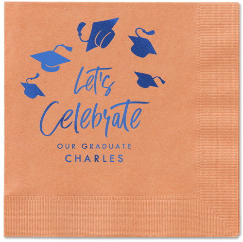 Cap Confetti Napkin, Blue, Coral, royal