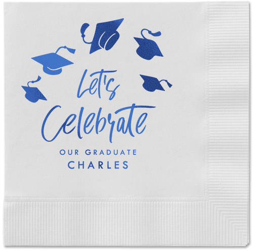Cap Confetti Napkin, Blue, White