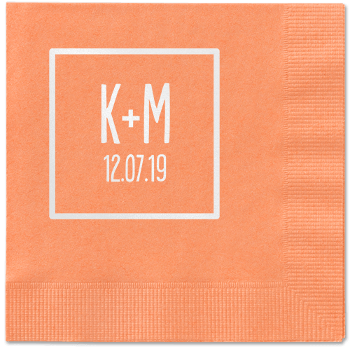 Boxed Bliss Napkins, White, Coral, White