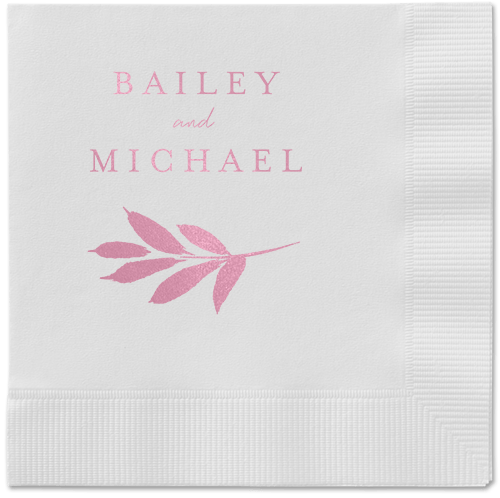 Pressed Leaves Napkin, Pink, White, blush