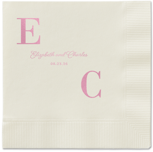 Vibrant Vows Napkin, Pink, Ecru