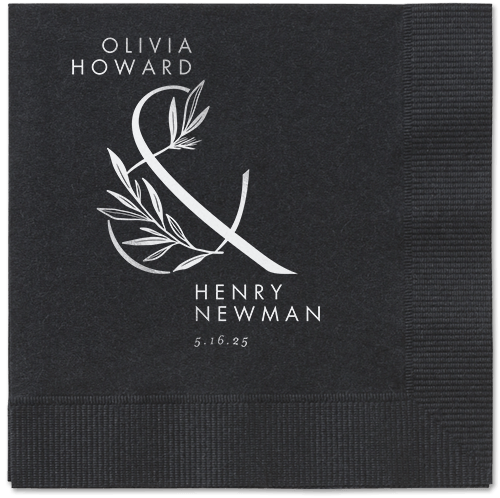 Splendid Spruce Napkin, Grey, Black, silver
