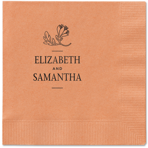 Newlywed Nouveau Napkin, Black, Coral, black