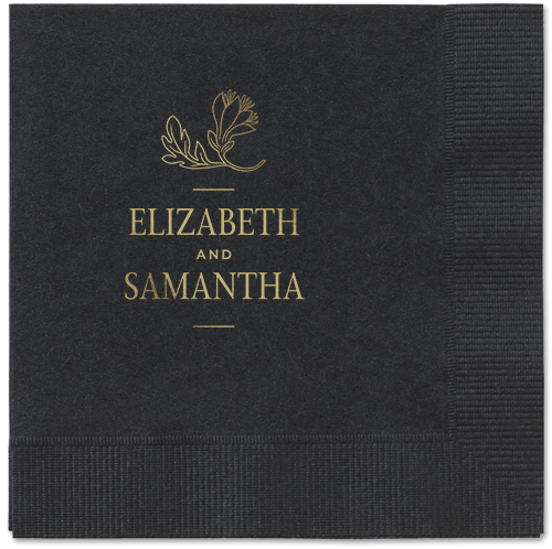 Newlywed Nouveau Napkin, Yellow, Black, gold