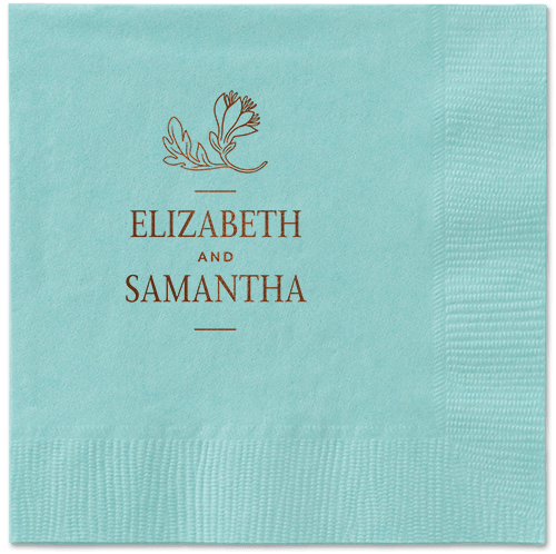 Newlywed Nouveau Napkin, Brown, Aqua