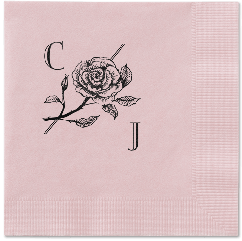 Romantic Rose Napkin, Black, Blush, black