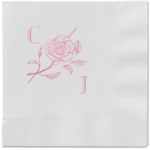 Romantic Rose Napkin, Pink, White
